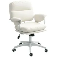 Silla De Oficina Con Función De Inclinación, Silla De Escritorio Acolchada, Silla Giratoria De Altura Regulable Con Reposapiés, Capacidad De Carga De Hasta 120 Kg, Piel Sintética