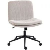 Silla De Oficina En Casa, Silla De Escritorio Con Aspecto De Lino, Silla Giratoria Con Patas Cruzadas De Altura Regulable Y Función Basculante, Beige