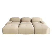 Sofá Modular De 3 Plazas Con 3 Taburetes De Tela De Pana, Sofá Sin Marco, Entrega Sin Montaje, Admite Mascotas, Reposabrazos Ultra Anchos