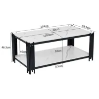 Mesa De Centro Rectangular Con Patas De Metal, Tablero De Mármol, Mueble De Salón Moderno, Blanco-negro - Al 46/ancho 1140/pr 64 Cm