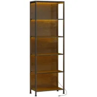 Librería De 5 Niveles, Estantería De Pie Con Iluminación Led, 7 Colores De Luz, Para Salón, 60 X 30 X 179 Cm Negro