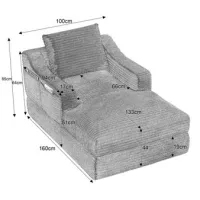 Sofá Sin Armazón, Sillón Perezoso De Pana Minimalista Moderno, Sillón Individual Espacioso, Sofá De Ocio Para Sala De Estar Y Dormitorio, Diseño De Doble Capa, Ampliable A Cama