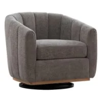 Taburete Tapizado De Chenilla Moderno Con Base De Metal, Función Giratoria De 360°, Silla De Barril Acolchada Con Decoración De Borlas