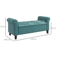 Banco Tapizado, Banco Para Cama, Banco Con Aspecto De Terciopelo, Banco De Pasillo Con Espacio De Almacenamiento Para Dormitorio, Capacidad De Carga De Hasta 120 Kg, Verde, 126 X 48