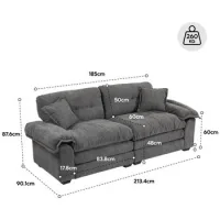 Juego De Sofás De Chenilla De 2 Piezas: Sofá Individual + Sofá De Dos Plazas Con Acolchado De Doble Capa Y Cojines Decorativos, Sofá De Asiento Profundo Para Sala De Estar, Apartamento