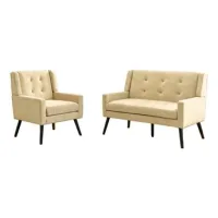 Juego De Sillones Decorativos De 2 Piezas (sillón Individual Y Doble): Acolchado De Espuma De Alta Densidad, Tela Duradera Y Agradable Para La Piel