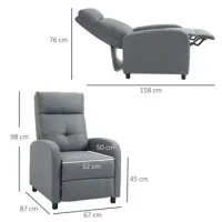 Sillón De Relax, Sillón Para Televisión Con Función Reclinable, Sillón Para Televisión Con Aspecto De Lino, Sillón Reclinable Tapizado Con Núcleo De Muelles Ensacados