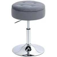 Taburete De Bar, Taburete De Bistró Con Espacio De Almacenamiento, Silla De Bar Giratoria, Taburete De Cocina De Altura Regulable Con Funda De Terciopelo, 39x39x65 Cm, Gris