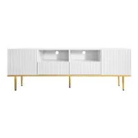Mueble De Tv Moderno, Mueble De Tv Con Patas Doradas Y Borde Dorado