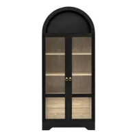 Aparador Con Estantes Y Cajones Regulables, Mueble De Cocina Con Cristal Transparente Y Gran Espacio De Almacenamiento, Ideal Para Comedor, Salón Y Cocina (negro)