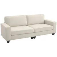 Sofá De 3 Plazas, Sofá Con Reposabrazos, Cojines De Respaldo, Sofá De Salón Con Funda De Cuerda, Núcleo De Muelles, Sofá Tapizado Para Salón, Dormitorio 227 X 84 X 87 Cm, Blanco Crema