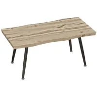 Mesa Auxiliar Con Patas De Acero, Tablero De 4 Cm De Grosor, Mesa De Salón, 100 X 50 X 45 Cm, Roble + Negro