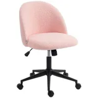 Silla De Oficina Giratoria De Forro Polar, Regulable En Altura, Con Ruedas, Espuma Cómoda, Rosa