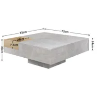 Mesa De Centro, Mesa De Salón, Mesa Auxiliar Con Caja De Almacenamiento Extraíble, Color Gris Hormigón Y Madera, 72*72*30 Cm