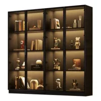 Vitrina De Vidrio Con Iluminación Led Controlada Por Aplicación, Gabinete De Almacenamiento De 4 Puertas Con Estantes Rodantes, Gabinete Alto Para Sala De Estar, Vitrina Independiente