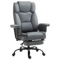 Silla De Oficina Con Función Reclinable Silla De Escritorio Ergonómica Plegable A 150° Con Reposacabezas Ajustable En Altura Hasta 135 Kg Gris