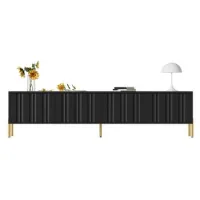 Mueble Para Tv Negro, 190 Cm (largo) X 38 Cm (ancho) X 48 Cm (alto), Patas De Mesa Doradas