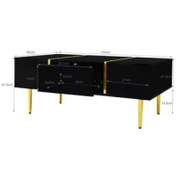 Juego De Mesa De Centro Y Mueble Para Tv Negro Brillante Moderno
