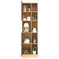 Mueble Alto De Cocina De Esquina Con 6 Estantes Abiertos, 2 Puertas Y Estantes Ajustables, Mueble De Cocina Estrecho Para Cocina, Comedor Y Salón, Protección Contra Vuelcos, 50×35