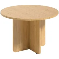Mesa De Centro Redonda, Mesa De Salón De Bambú Con Base En Cruz, Natural