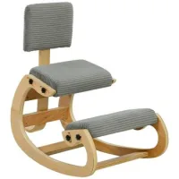 Silla Ergonómica Para Arrodillarse, Taburete Para Arrodillarse Con Respaldo, Aspecto De Pana, Silla De Oficina Para El Hogar, Oficina, Meditación, Gris Oscuro