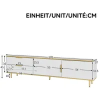 Mueble De Tv, Placa Baja Con Textura Tallada, Tiradores Y Pies Dorados, Muebles De Salón Con Textura De Mármol