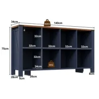 8 Gabinetes De Almacenamiento Estante Organizador Horizontal Para Cocina, Sala De Estar Y Comedor, 140 X 34 X 75 Cm