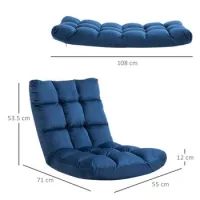 Silla De Piso Silla De Piso Plegable 3 En 1 Con Respaldo Cojín De Asiento De 13 Posiciones Espuma Metálica 55x71x53.5cm Para Sala De Estar Y Juegos