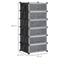 Caja De Almacenamiento Para Zapateros, Estante Para Bricolaje Para 6 Pares De Zapatos, Plástico/acero, Negro+blanco, 49x36,5x108cm