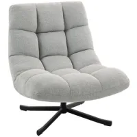 Sillón Giratorio Con Asiento Ancho, Aspecto De Chenilla Repelente Al Agua, Patas De Acero Cruzadas, Gris Claro