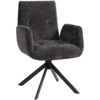 Silla Tapizada, Silla Decorativa, Diseño Moderno, Giratoria, Hasta 120 Kg, Negro