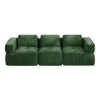 Sofá Modular De 3 Plazas, Diseño Sin Soporte, Espuma De Alta Densidad 32d, Tejido Cómodo, Adecuado Para Sala De Estar, Diseño Antideslizante, No Requiere Ensamblaje, Verde