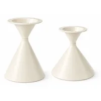 Juego De 2 Estructuras De Mesa De Hierro En Color Blanco Crema - 1 Pata Alta Y 1 Baja, Con Recubrimiento En Polvo, Con Protectores De Suelo Antideslizantes - Solo Estructuras Sin Tablero