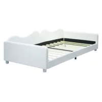 Cama Infantil Cama Tapizada 90*200cm, Sofá Cama Estructura De Cama De Tela De Peluche Cama Suave Multifuncional Con Respaldo Y Reposabrazos Cama Juvenil Cama De Invitados Blanca