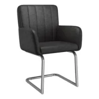 Juego De 6 Sillas De Comedor Con Rayas Verticales, Sillón Tapizado Con Patas De Metal En Zigzag, Sillón, Sillón De Salón, Piel Sintética, Negro