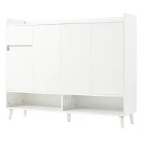 Aparador Moderno Zapatero Con Gran Espacio De Almacenamiento, 4 Puertas Y 1 Cajón Con Estante Regulable Para Comedor, Salón O Cocina, Blanco, Dimensiones: 120*99*35 Cm