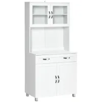Aparador Cocina Blanco 80x48x170cm Con Estantes Ajustables Y Cajón