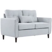 Sofá 2 Plazas Gris Claro 140x78x83cm Cojines Capitoné Funda Lavable