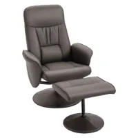 Sillón Relax Reclinable 145° Giratorio 360° Con Reposapiés Acolchado Pu Marrón 81x81x105cm