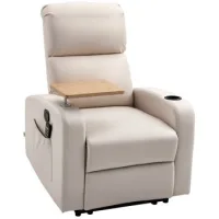 Sillón Masaje Eléctrico Reclinable 145° 8 Motores Vibratorios Mando Distancia Microfibra Beige