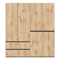 Armario De Dormitorio Ropero Grande 180x50x200 Cm, Armario Ropero De 6 Puertas Con 5 Cajones Y 2 Barras, Madera Mdf, Roble Artisan Y Blanco