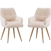 Juego De 2 Sillas De Pana "mayra" - 60 X 56 X 88 Cm - Beige