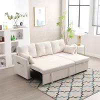 Sofá Cama Modular Multifuncional Con Almacenamiento Y Cama Abatible, Chaise Longue Intercambiable, Sofá En L Para Salón - Sweiko