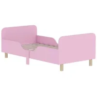 Cama Infantil Con Barreras De Protección De Mdf, Sin Colchón, Rosa - Sweiko