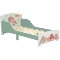 Cama Para Niños De 3 A 6 Años Con Barreras De Protección Y Motivos, Soporta 40 Kg, 143x77x60 Cm, Verde - Sweiko