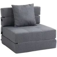 Sillón-cama Individual Plegable Al Suelo Con Cojín Incluido, 70x70x61 Cm, Gris - Sweiko