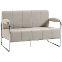Sofá De 2 Plazas De Chenilla, Patas De Acero, 120x73x76 Cm, Beige - Sweiko