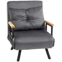 Sofá-cama 3 En 1 Con Respaldo Inclinable En 5 Posiciones Y Cojín, 63x73x81 Cm, Gris Oscuro - Sweiko