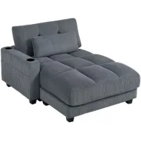 Sofá Convertible En Cama, Espuma, Portavasos, Gris - Sweiko