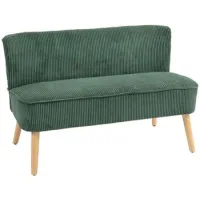 Sofá De 2 Plazas Con Estructura De Madera Y Relleno De Espuma, Tejido De Poliéster Con Aspecto De Terciopelo, 117x56,5x77 Cm, Verde - Sweiko